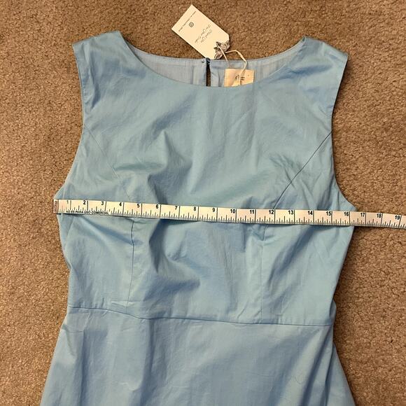 Linen Vibes Cinderella Blue Cotton Ruffle French Vintage Cotton Dress Size M - Picture 10 of 15